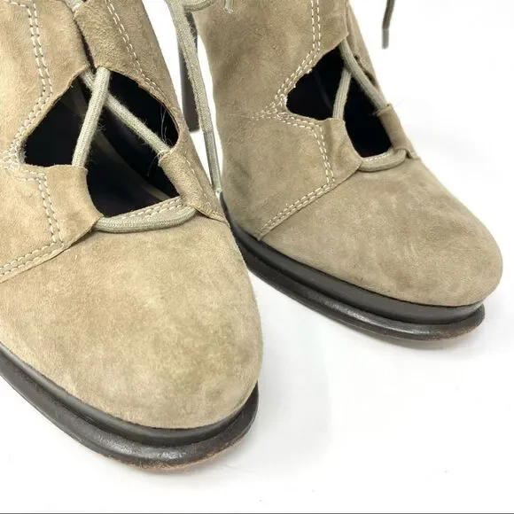 Dvf diane von furstenberg guardian taupe suede heeled lace up shoes size 8 - Picture 9 of 11